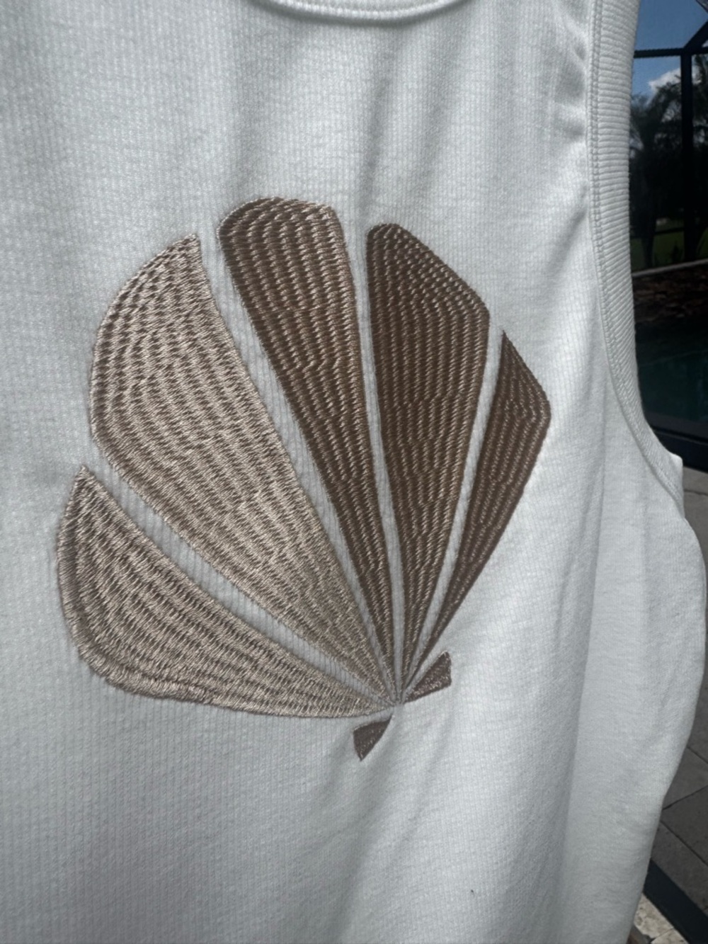 Pretty Garbage Cream Ribbed Shell-Embroidered Tank - Picture 2 of 4